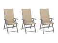 Elariva GCMT53153 Wooden Reclining Garden Chairs, Set of 3 with Cushions