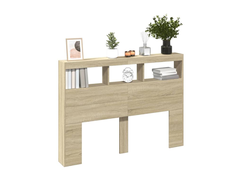 Oak headboard wardrobe with LED lighting, 140x17x102 cm, CRZV90102