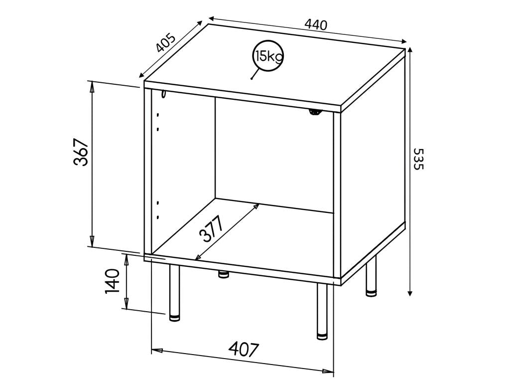 Bedside Table Set of 2 Matte Black 44x54x41 cm High Quality HOTI GCFF39017