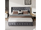 Upholstered velvet storage bed - decorated with rivets - with slatted base - 180x200cm - Grey WMUV30099
