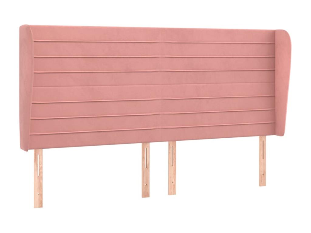 Headboard with wings, Pink, 203x23x118/128 cm, Velvet, NTNO93640