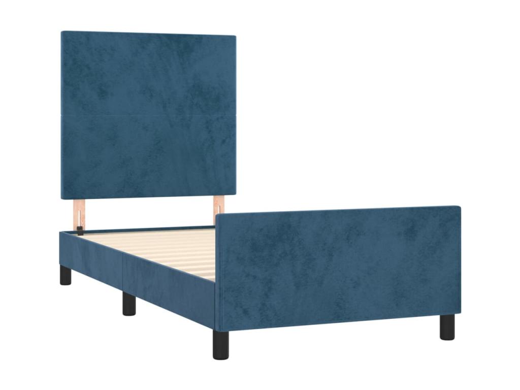 Dark blue velvet bed frame without mattress, 90x200 cm, OEWT98366