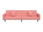2-seater sofa bed with two pillows, Pink Velvet PIZQ41486