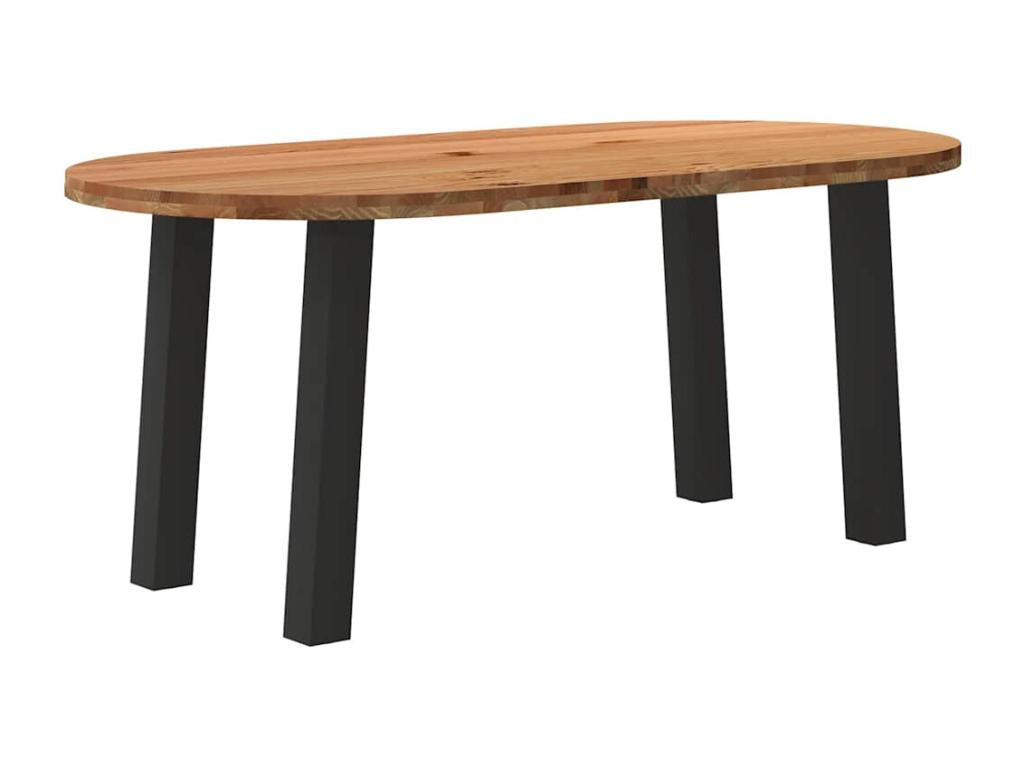 Light brown oval solid oak wood dining table PGSF78724