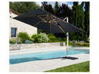 Elariva - 3x3m Cantilever Parasol with Double Tilt - Wood Effect - Anthracite Grey OWFU44871