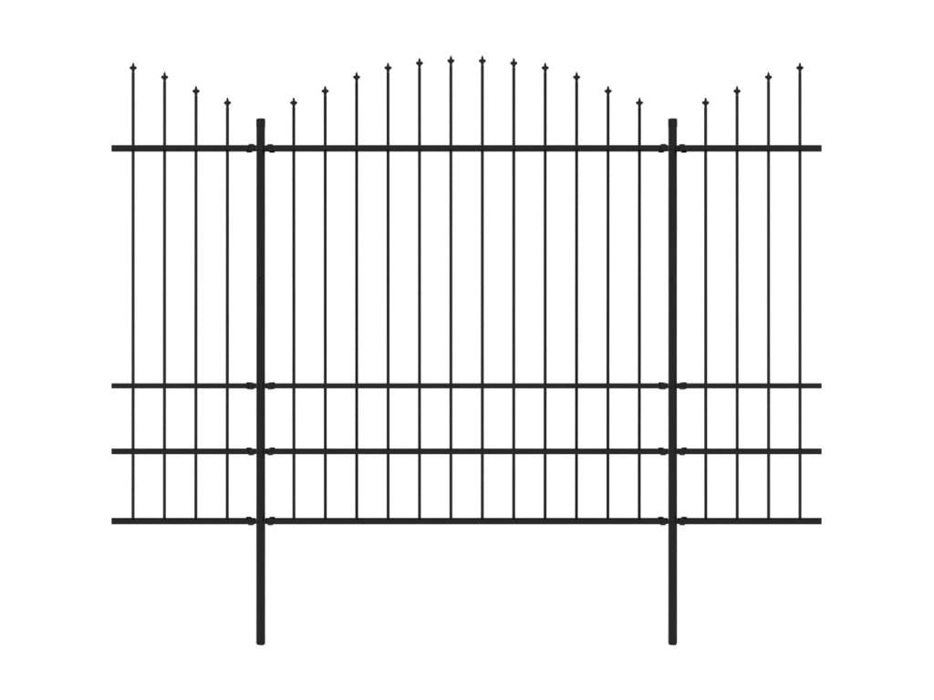 Garden fence with spear-shaped top, steel, 1.75-2 x 6.8 m, black, ROVU17644
