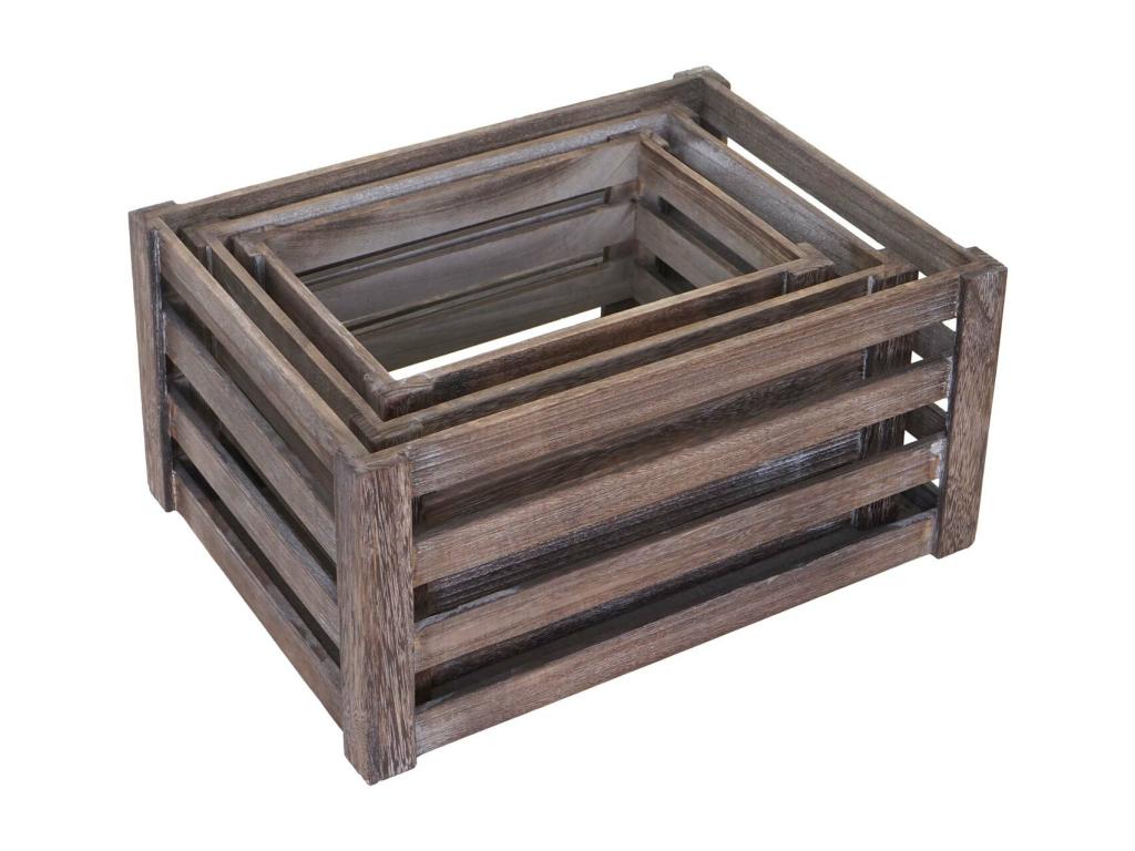 Wooden crate Elariva-C56 set of 3 brown Elariva CQZN04404