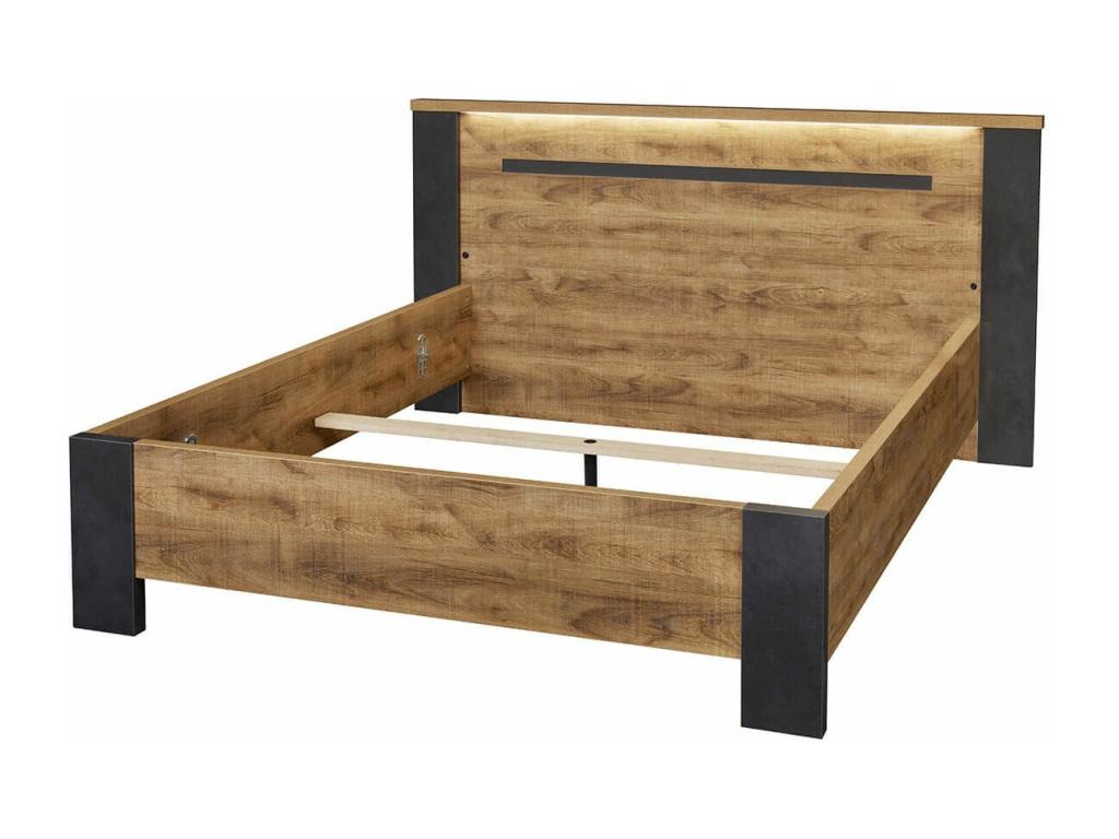 Elariva - Bed Set 140x200cm Bedside Tables Wood Effect VUEQ24986