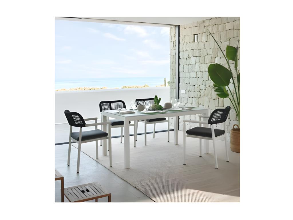 Boisona QMBF01994 152cm White Aluminium Garden Dining Table