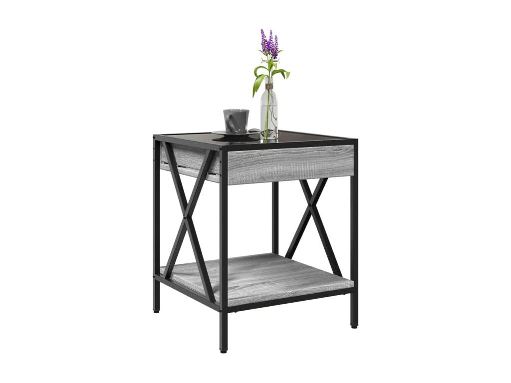 Boisona grey coffee table with LED lighting, 40x40x49 cm, BXJE84457