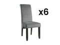 Set of 6 chairs - Quilted velvet / wooden legs - Light grey FBKL63066