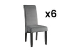 Set of 6 chairs - Quilted velvet / wooden legs - Light grey FBKL63066