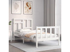 Bed frame with simple white headboard, solid wood, EIPE60592
