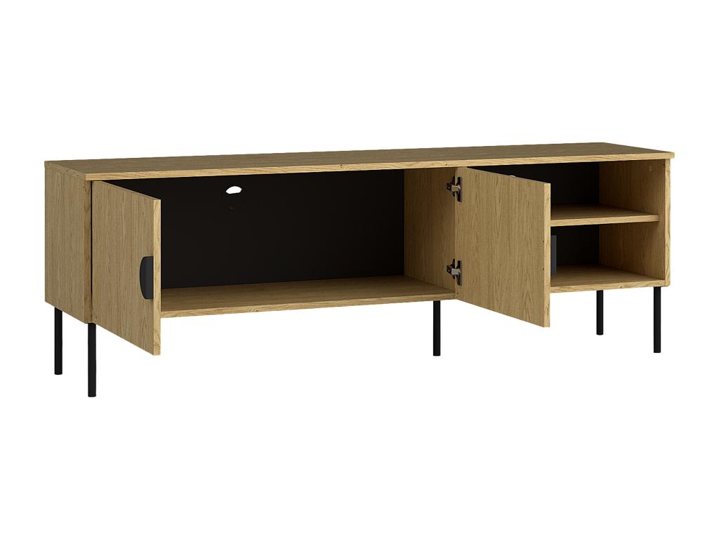 TV stand with 2 doors and 2 shelves - Natural and black - Boisona IHJZ91193