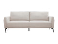 Lysvia QOQN84127 3-seater designer sofa in beige textured velvet-effect fabric and black metal