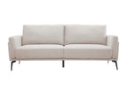 Lysvia QOQN84127 3-seater designer sofa in beige textured velvet-effect fabric and black metal