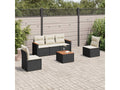 6-piece garden furniture set with cushions, black woven resin CHGY15513