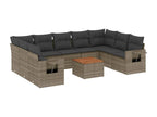 Garden furniture set with cushions, 10 pcs, grey woven resin MQCF60339