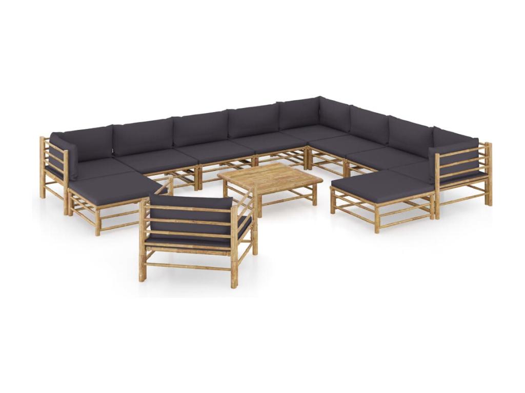 Elariva 12-piece garden furniture set with dark grey cushions XQLA05477