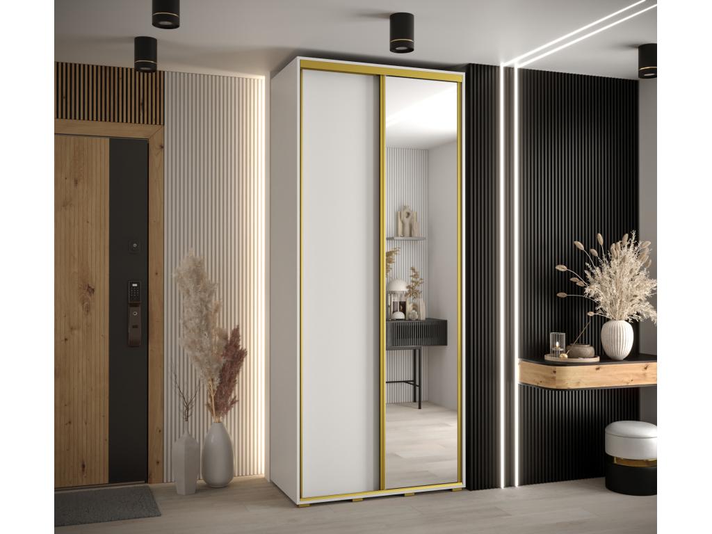 3-DOOR SLIDING WARDROBE 235.2/120/60 2 doors White/White/Gold GLNL71918