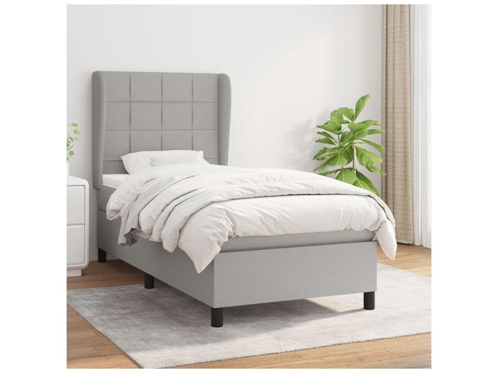 Bed base and mattress, light grey, 90x190 cm, fabric, ZDIM06881