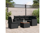 6-piece garden furniture set with cushions, black woven resin ZCBH98821