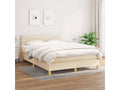 Upholstered bed base with mattress, Cream, 140x190 cm, Fabric KRTO13385