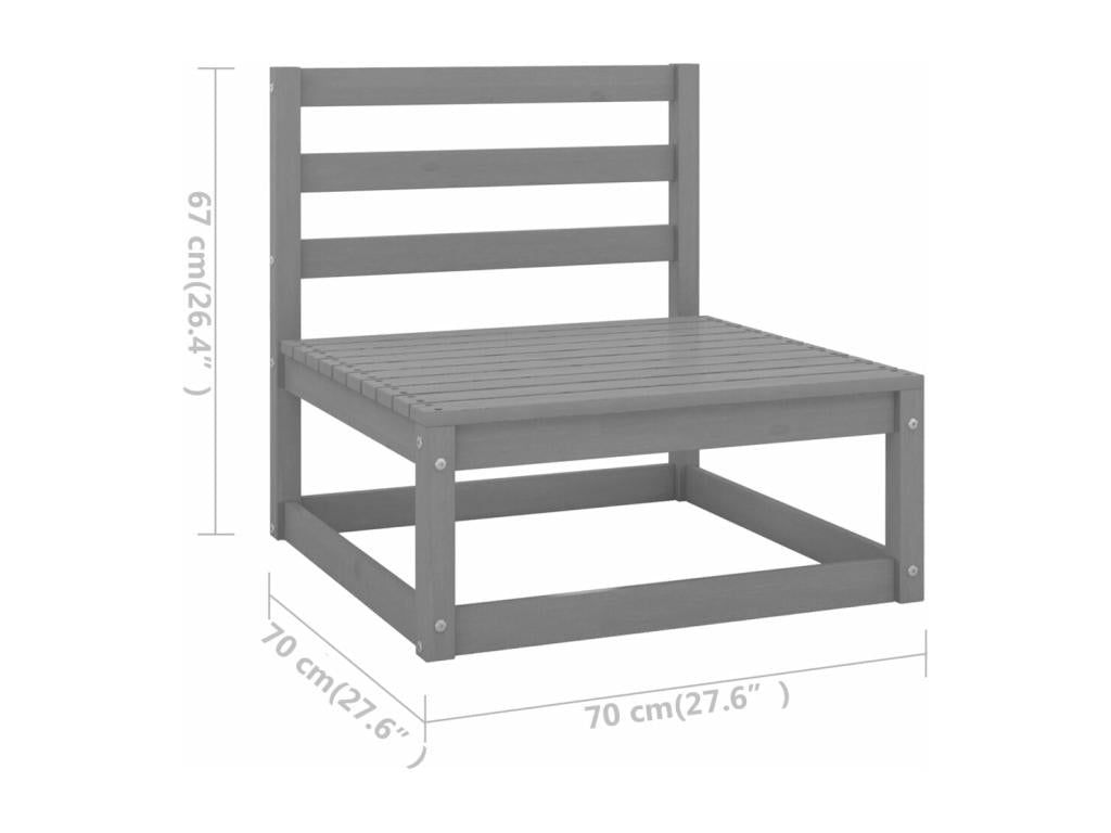 5-piece garden furniture set, grey solid pine wood XAIY65889