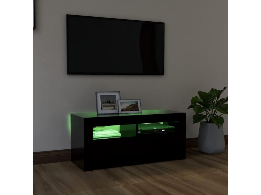TV stand with LED lights, black, 90x35x40 cm, HXPE57975