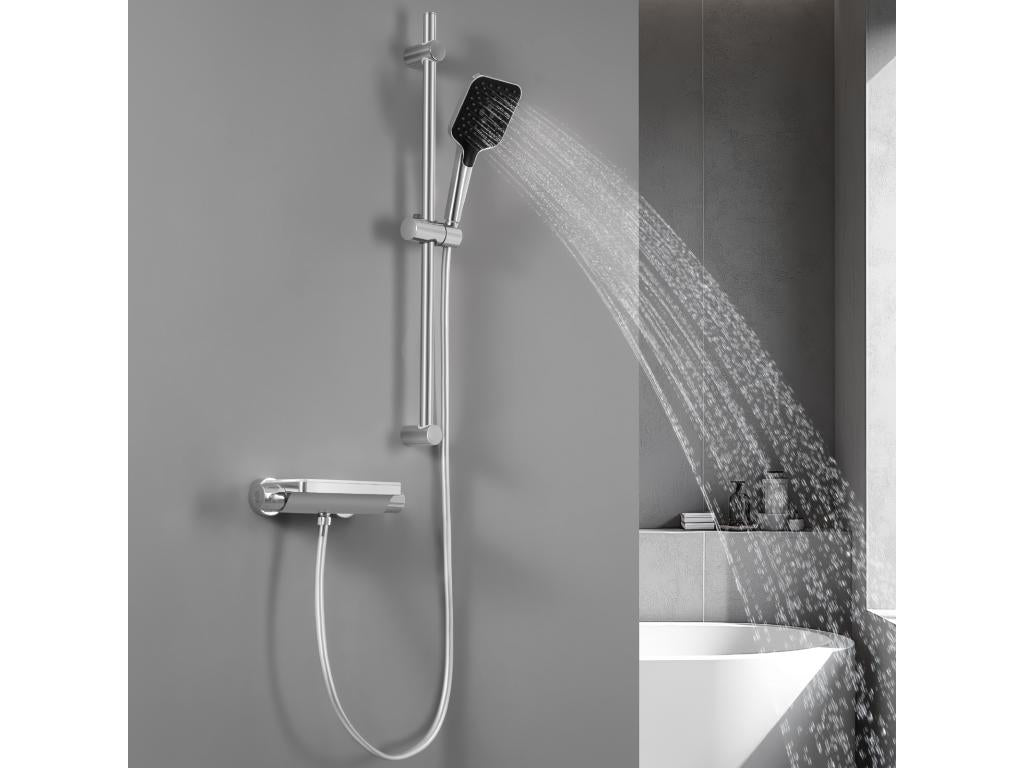 Shower Set with Shelf and 3-Function Hand Shower, Chrome Thermostatic Shower Column with 38°C Mixer Tap VGUN32468