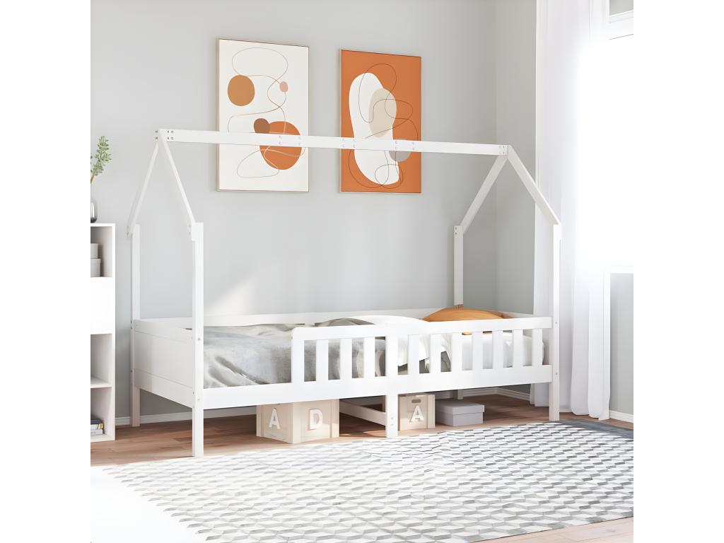 Children's bed frame in the shape of a house, 90x190cm, solid pine wood, SDSY70643