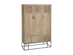 3-Door, 4-Drawer Wardrobe in Rattan/Wood/Metal - Elariva YJGG57837