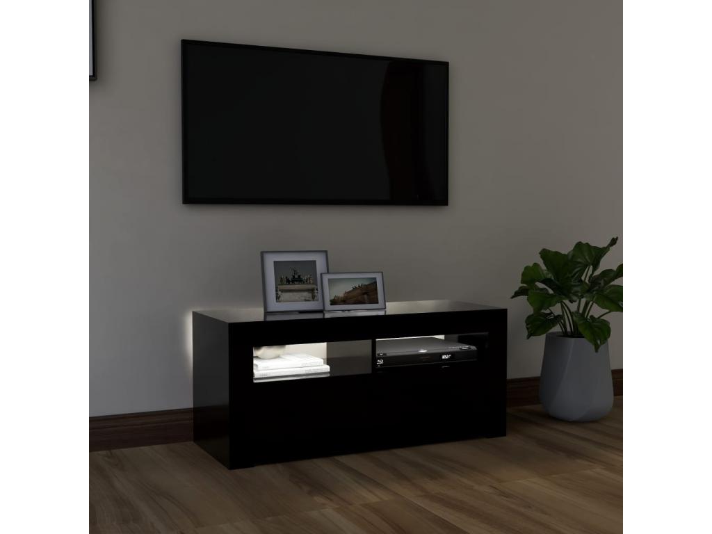 TV stand with LED lights, black, 90x35x40 cm, HXPE57975