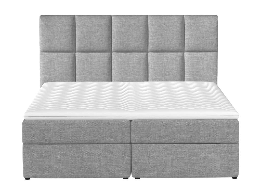 Cream faux leather box spring bed with mattress and topper Lizen - Sleeping area 160x200 cm URLR08320