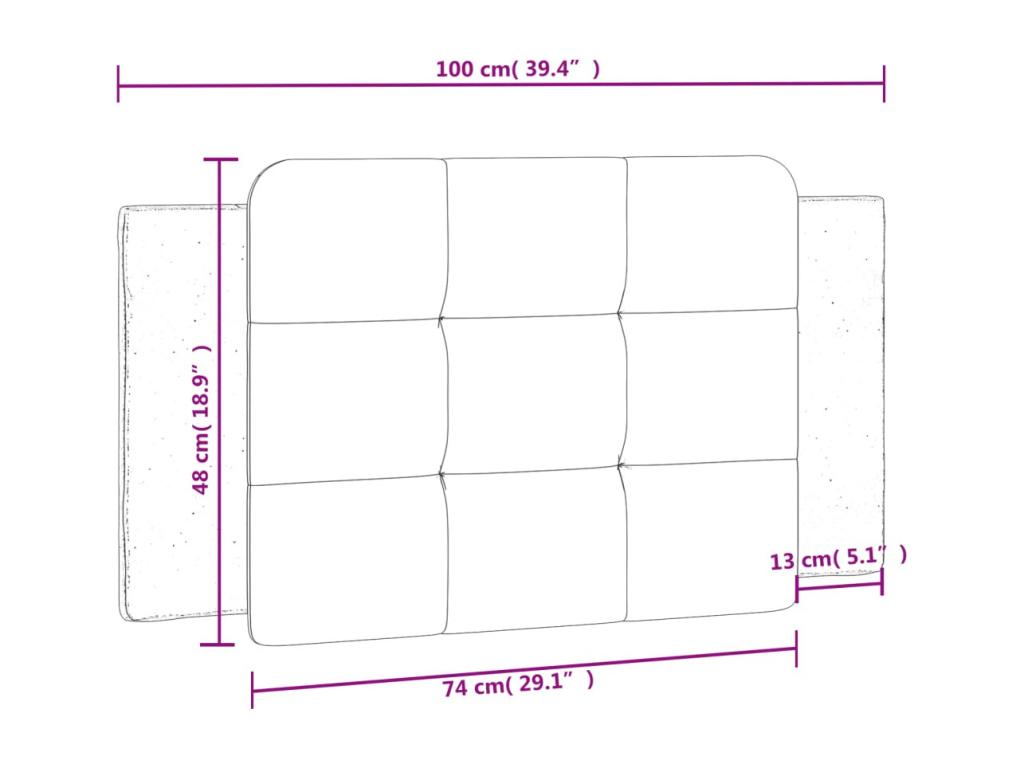 Black and white headboard cushion 100 cm faux leather AOHC37927