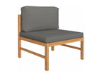 4-piece garden furniture set with grey cushions, solid teak wood JKOP55671