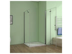 Pivoting and folding shower enclosure 76x80x185cm in 6mm anti-limescale glass, shower door, side panel with fixed corner bar OOMY41958