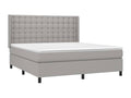 Upholstered bed base with mattress and LED light grey 160x200 cm fabric WLDI33148