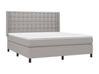 Upholstered bed base with mattress and LED light grey 160x200 cm fabric WLDI33148