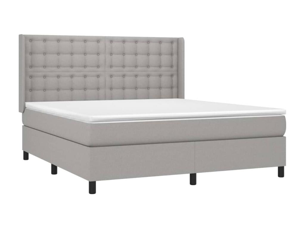 Upholstered bed base with mattress and LED light grey 160x200 cm fabric WLDI33148