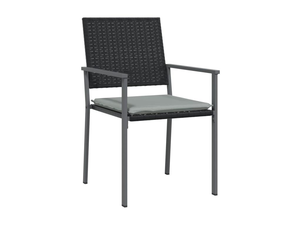 Garden chairs and cushions, set of 4, black, 54x62.5x89 cm, rattan, QPXM25394