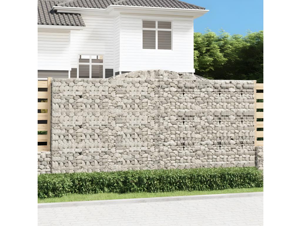 Arched gabion baskets, 4 pieces, 400x50x200/220 cm, galvanized iron, WYFL47527