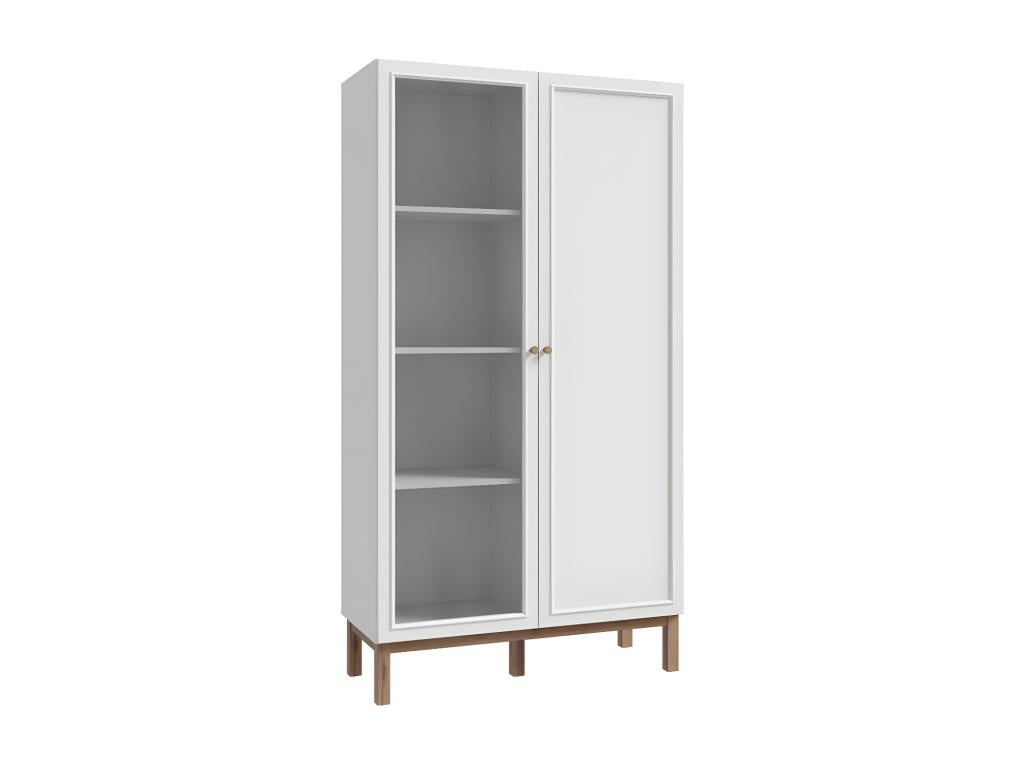 Glass-fronted cabinet in grey and oak finish with reversible doors - Elariva FRPS63177