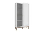 Glass-fronted cabinet in grey and oak finish with reversible doors - Elariva FRPS63177