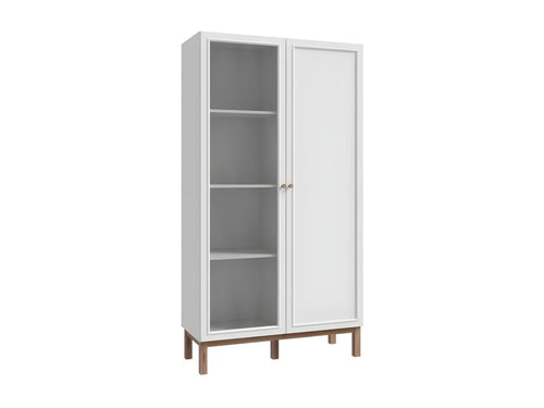 Glass-fronted cabinet in grey and oak finish with reversible doors - Elariva FRPS63177