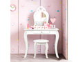 Children's Dressing Table with Mirror Included, Makeup Table and Stool, Removable Top, Contemporary Style, 70x34x105 cm, White, LENS84321