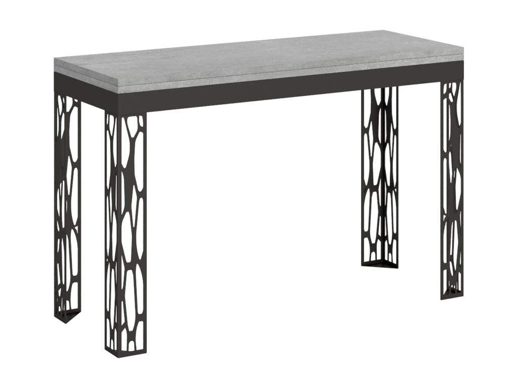 Boisona Double Extendable Folding Table 120/200x45/90 cm, Concrete Grey, Anthracite Frame QNHI09275
