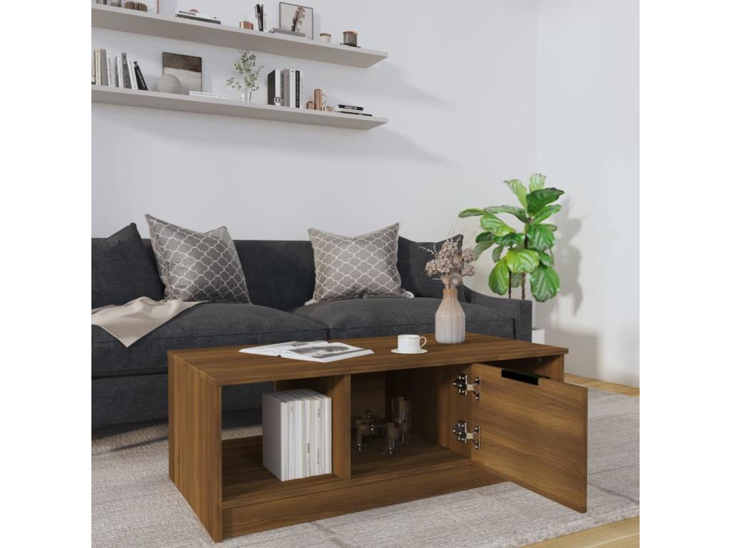 Coffee table in brown oak, 102x50x36 cm, engineered wood, MOZZ85237