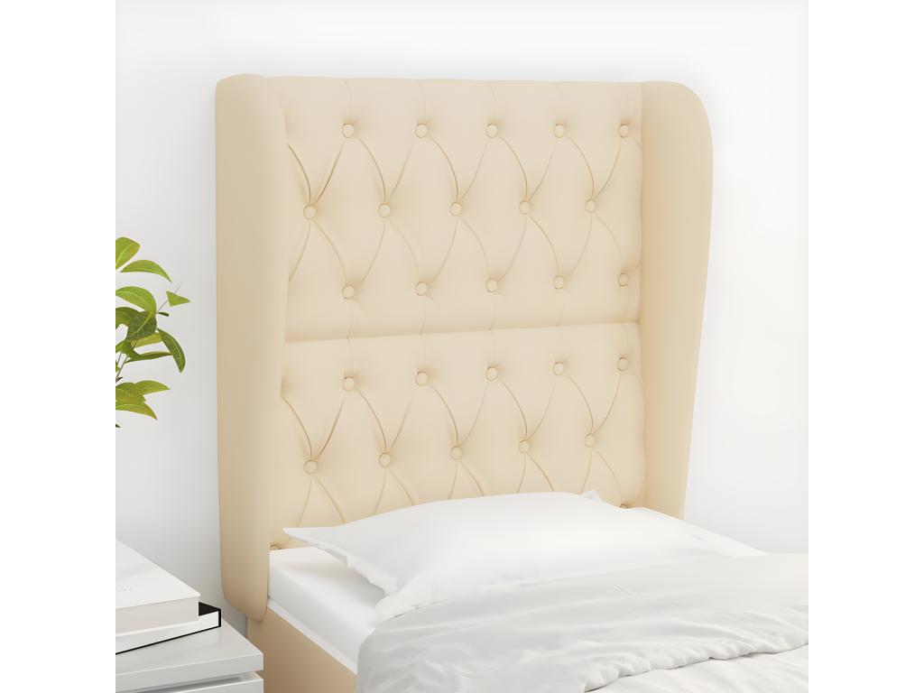 Headboard with wings, Cream, 83x23x118/128 cm, Fabric JKWQ74127