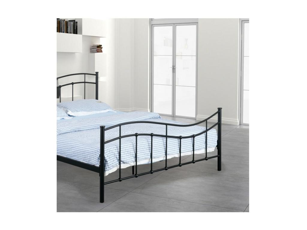 Lysvia Bed 140x200 cm – Black Metal – Slatted Base Included – Elegance and Robustness MTXT78222